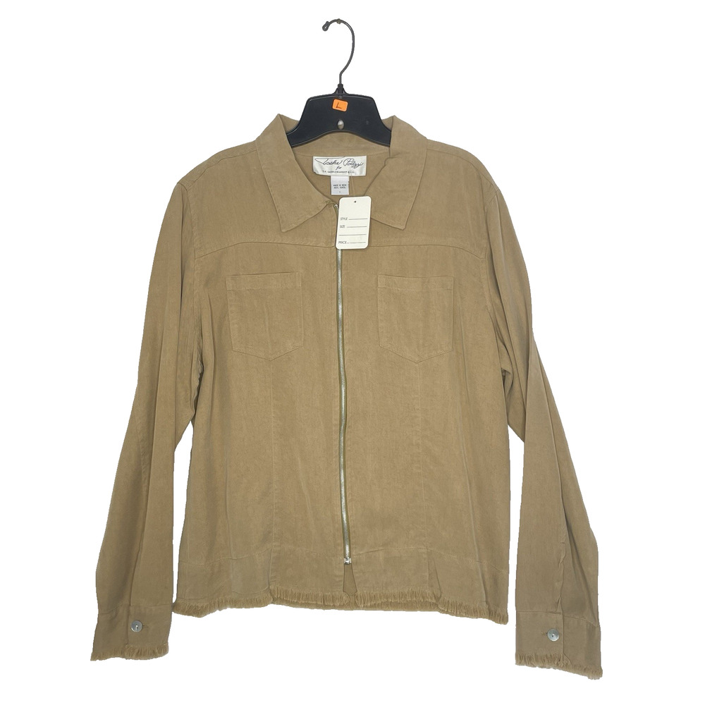 New Tasha Polizzi Full Zip‎ Top L Women’s Western Tencel Boho Fringe Hem Cowgirl